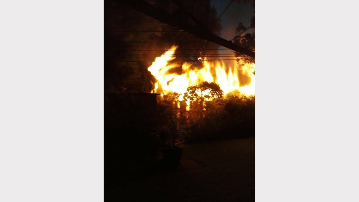 Fire destroyed a shed in Palmer Street Dubbo on Monday night. Photo: Nicole Mulligan.