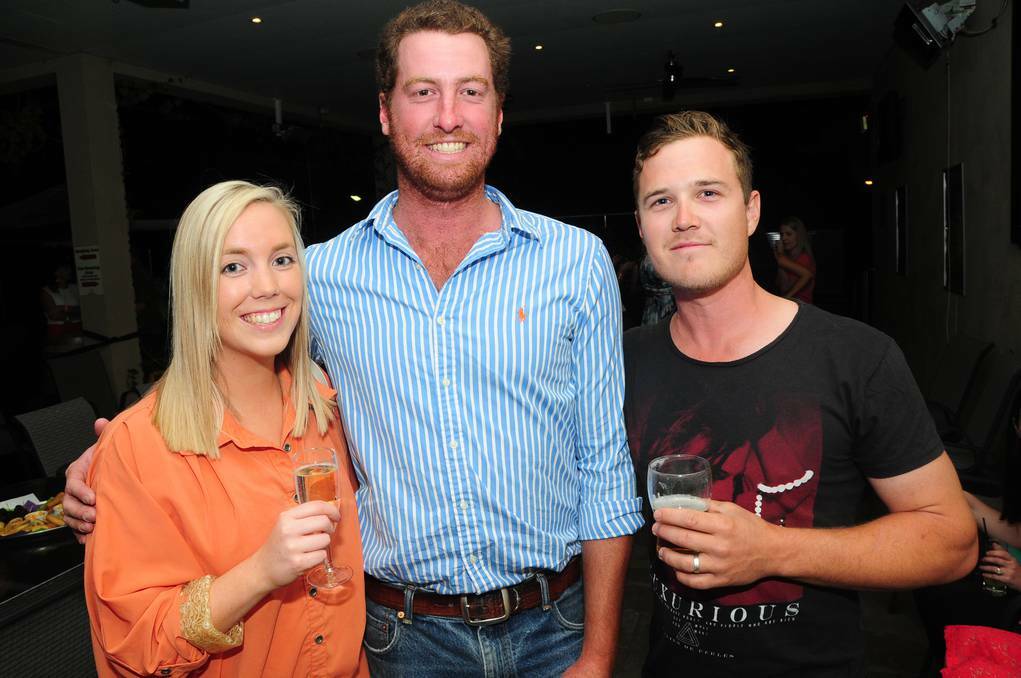 Georgie Knight, Don Dunlop and Josh Thompson at the 10 year reunion for St Johns College class of 2003. Photo: JOSH HEARD