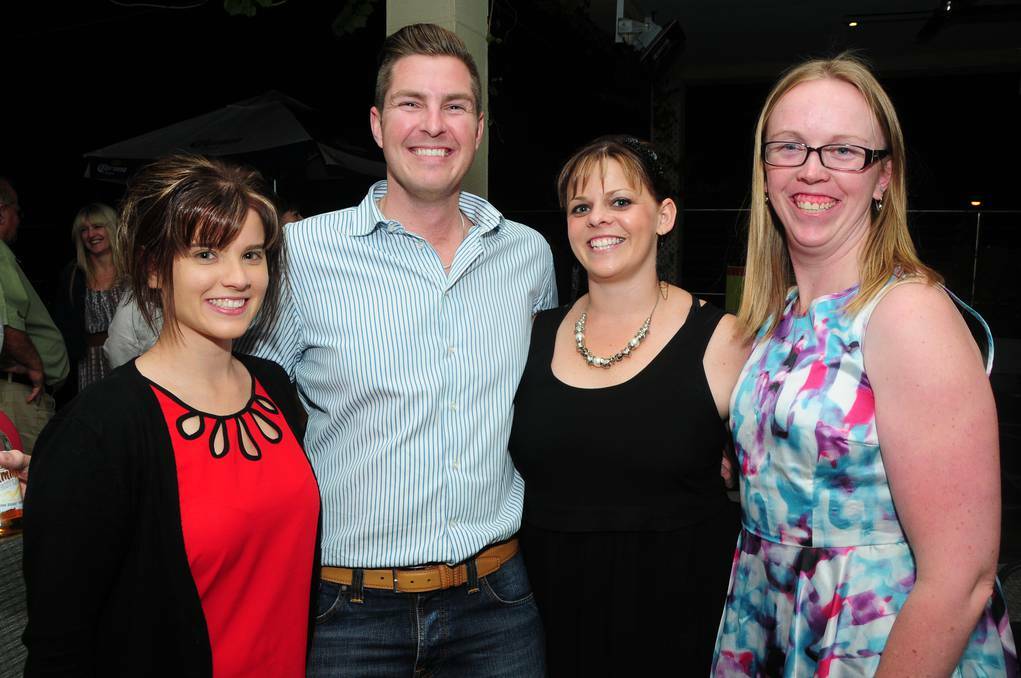 Jackie Hunt, Nathan Patrick, Jaelee Willoughby and Megan Bray at the St Johns College's class of 2003 reunion. Photo: JOSH HEARD