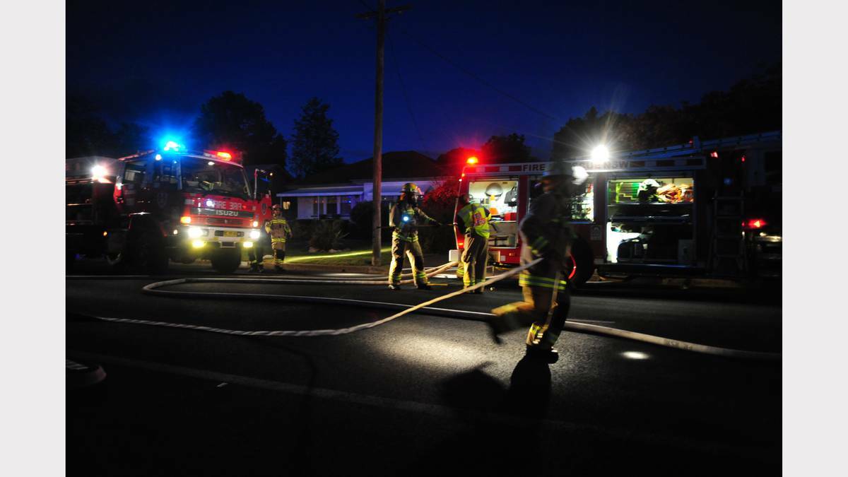 Firefighters were called to a shed alight in Palmer Street on Monday night. Photo: Belinda Soole.