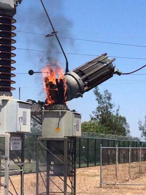  DUBBO: The fire at Wheelers Lane substation which closed the road for almost three hours required extreme care from firefighters. Photo: MICK MEDLIN.