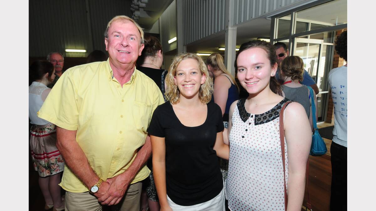 Students and teachers at St Johns College celebrated the release of the HSC results and their ATAR on Thursday morning. Pictured are Patrick Rooham, Prue Rutherford and Sarah Gilpin. 