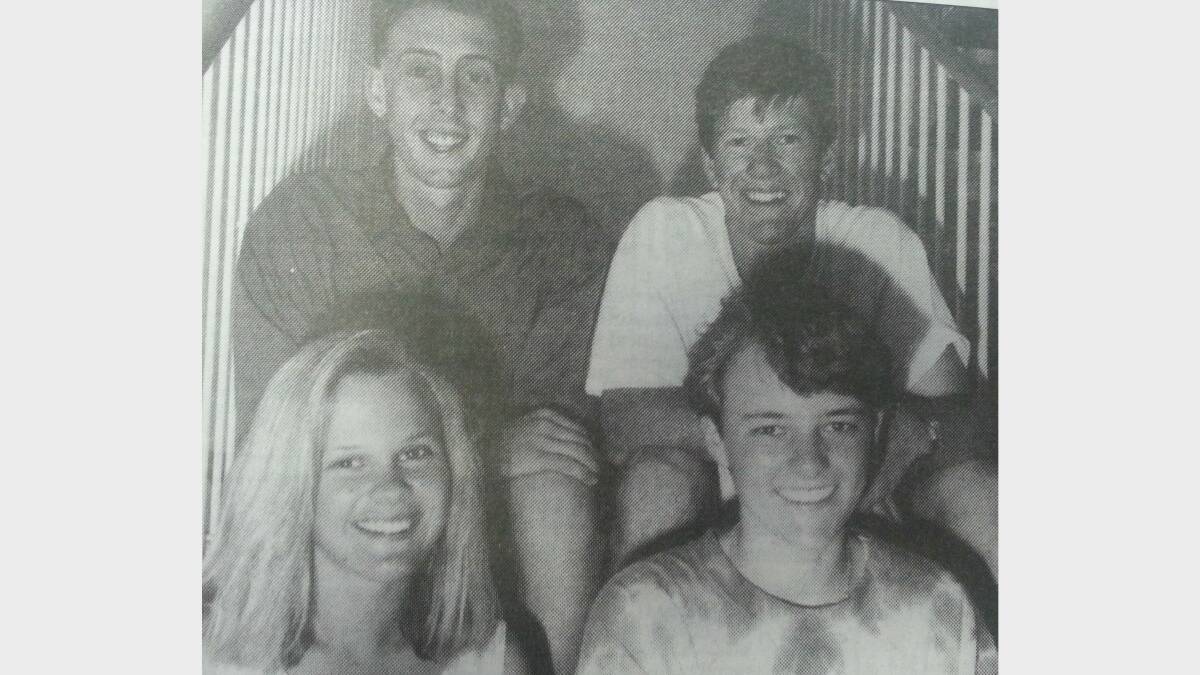 JANUARY 1993: (back) Andrew Thompson, Glenn Shepherd (front) Kristy Windsor and Meredith Wyatt were all smiles yesterday after receiving their HSC results on Monday. 