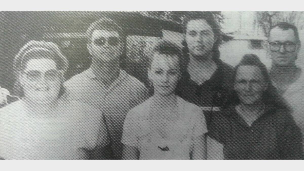 #TBT JANUARY 1993: Tina Scott (centre front) and Chris Austin (centre back) with parents (front) Donna Austin adn Elaine Scott and (back) Barry Austin and Dennis Scott. 