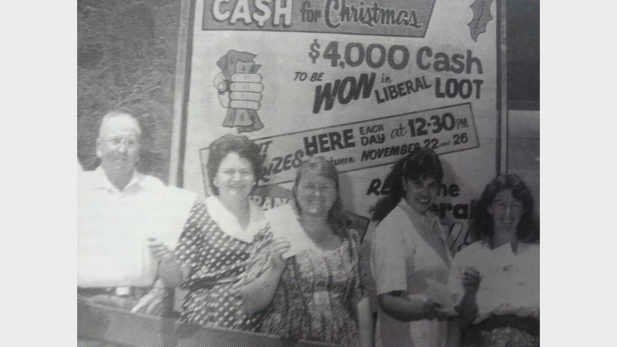 Bill Garnsey, Evelyn Martin, Margaret Bye, Kerry Roberts and Maria Giles celebrated winning the Liberal Loot. 