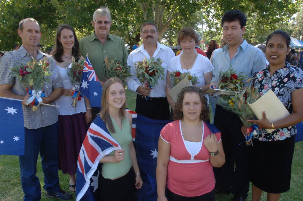 AUSTRALIA DAY HONOURS 2007: Proud Australian citizens (back) Shane and Beverly Duke,Asgeir Thorsteinsson,Martin and Jacqueline Odendaal,Abdul Hussaini,Leena Robinson, (front) Kirsten and Natasha Odendaal.