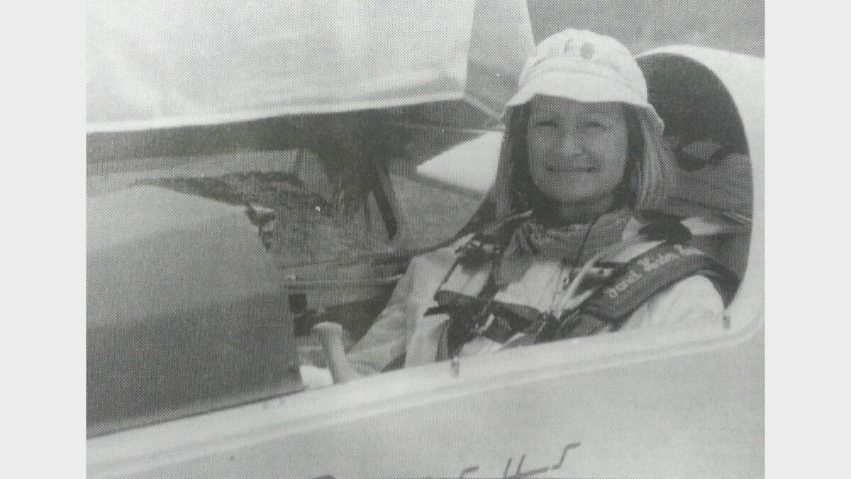 JANUARY 1993: Janet Hider-Smith in the cockpit of her glider loves to have a battle in the air with the boys. 