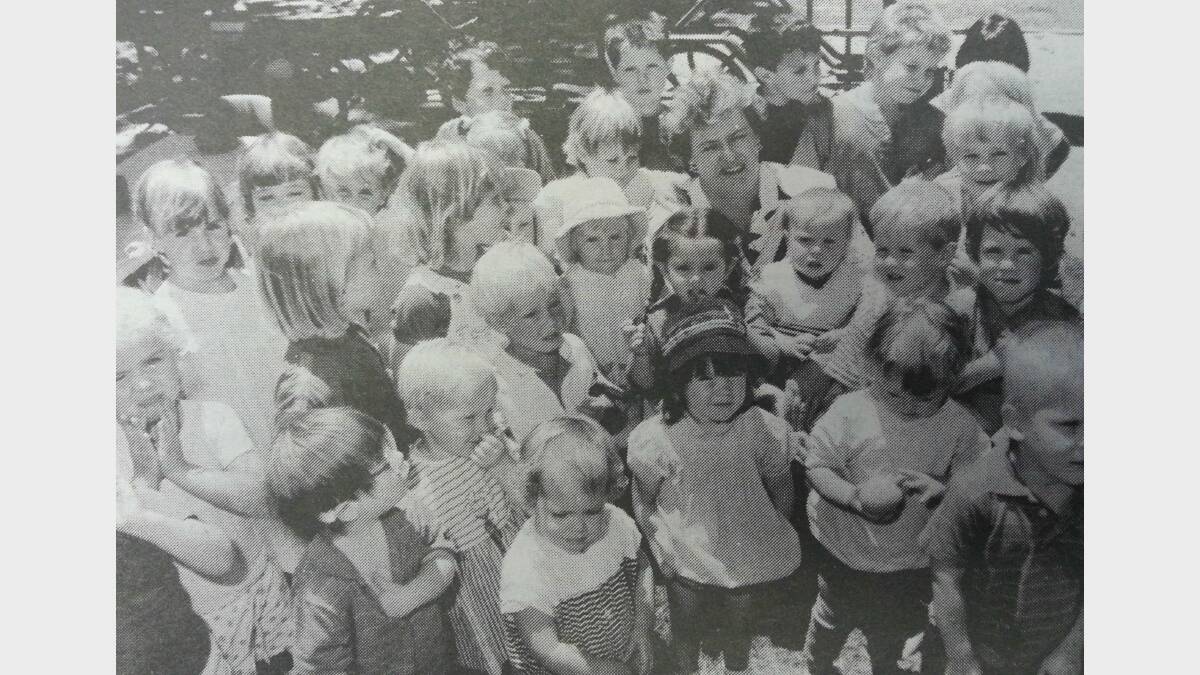 Gai Suttie of Playmates Cottage with some of the 42 children who attended. 