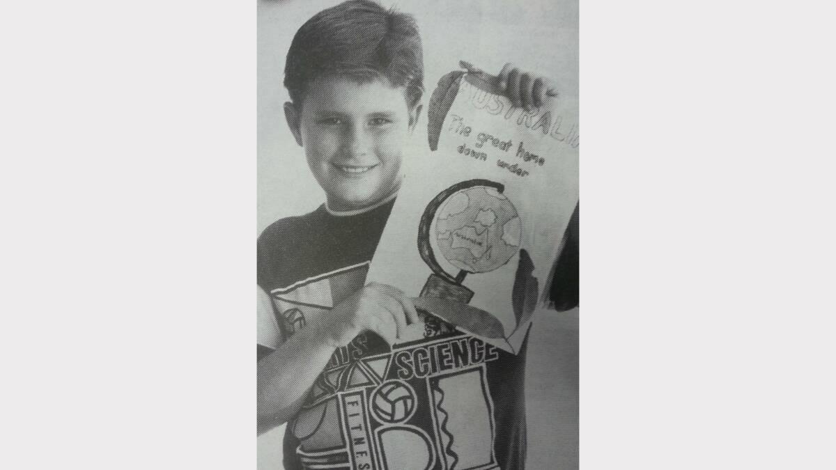 JANUARY 1993: Jason Wirth (9) with his Australia Day award winning poster.  