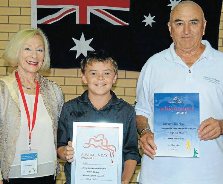 AUSTRALIA DAY HONOURS 2012: Australia Day Ambassador Noeline Brown with Warren's Young Sportsperson of the Year Daniel Stanley and Colin Hume representing nominee Stephanie Moors