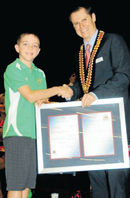 AUSTRALIA DAY HONOURS 2012: Young Sportsperson of the year Luke Ensor with mayor Mathew Dickerson