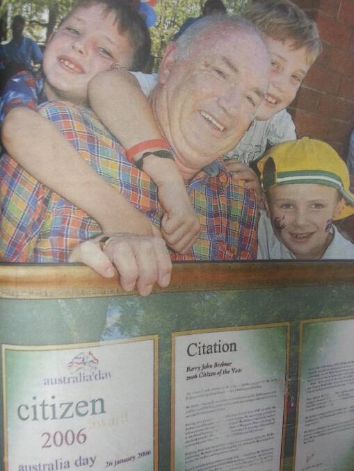 AUSTRALIA DAY HONOURS 2006: Dubbo's Citizen of the Year Barry Brebner with grandchildren Declan and Connor Brebner and Harry Knaggs. 