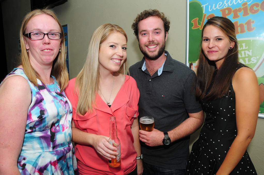 Megan Bray, Emily Gilmore, Adam Bell and Sophie Horsburgh at the St Johns College's class of 2003 reunion. Photo: JOSH HEARD