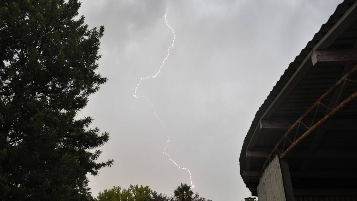 A lightning strike in Forbes on Saturday afternoon (February 9). Photo: Jason Thomas