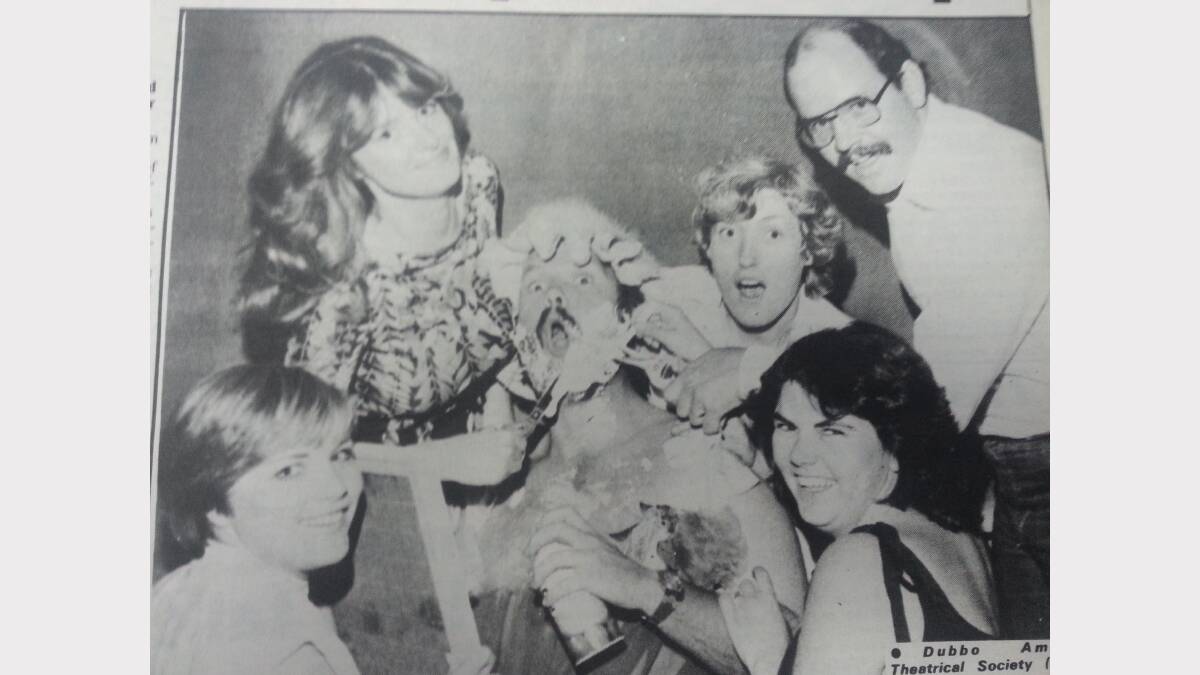 #THROWBACK THURSDAY: Amateure Theatrical Society members rehearsing for their Christmas pantomine, Aladdin. A bearded Jeff Lowndes is pictured with Suellen Bamborough, Leonie McDonald, Hope Hardy, Chris Muir and Megan Smith. Photo: Ken Caines. 