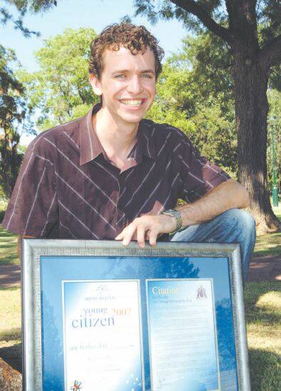 AUSTRALIA DAY HONOURS 2007: Dubbo’s 2007 Young Citizen of the Year, Ben Newby, shows off the award that was bestowed on him for his community involvement