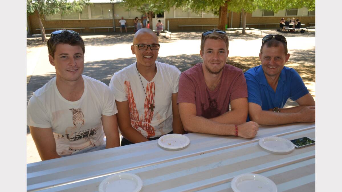 Students, staff and teachers from Dubbo College senior campus celebrated at a year 12 morning tea today. Pictured are Matt Smith, David Menton, Tom Murtha and Craig Pettit. 