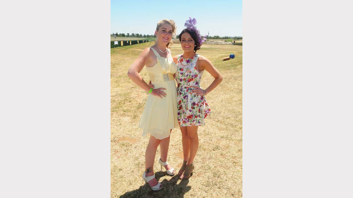 Enjoying Melbourne Cup at Dubbo Turf Club were Jaymea Rogers and Taneya Watton