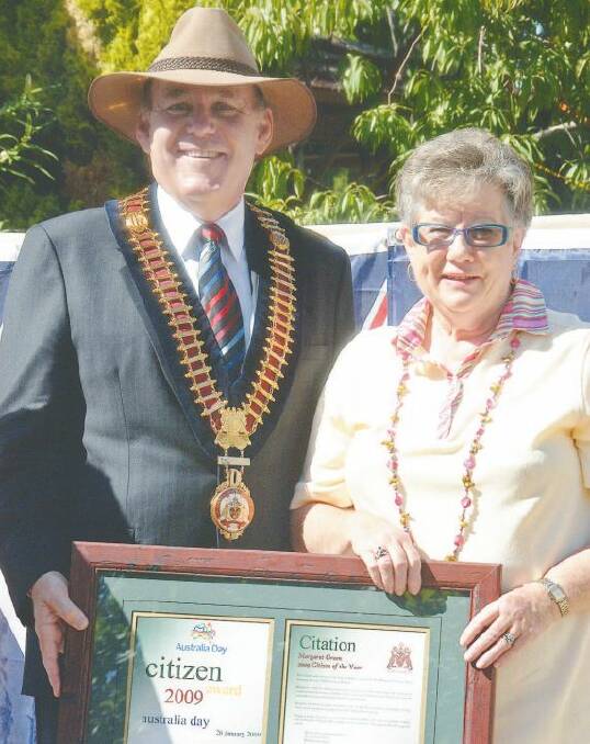 AUSTRALIA DAY HONOURS 2009: Dubbo mayor Greg Matthews presenting Margaret Green the Citizen of the Year award. The Australia Day committee chose Mrs Green for her dedication to people in the community.