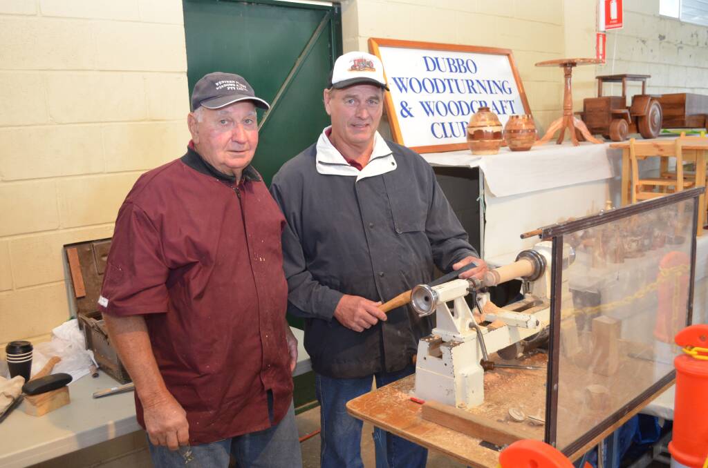 Dubbo Woodturning and Woodcraft Club's Reg Harder and Bruce Nairne. Photo: ANTHONY CINI