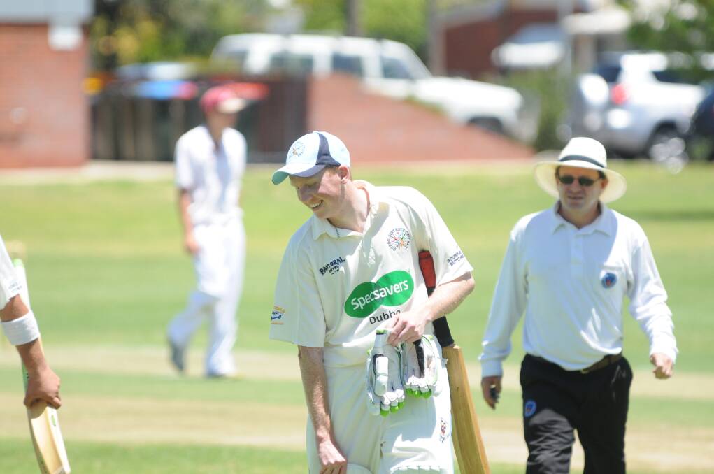 Aiden Bennewith was all smiles walking off the ground after making 107no for Dubbo in the Brewery Shield on Sunday. Photo: JOSH HEARD