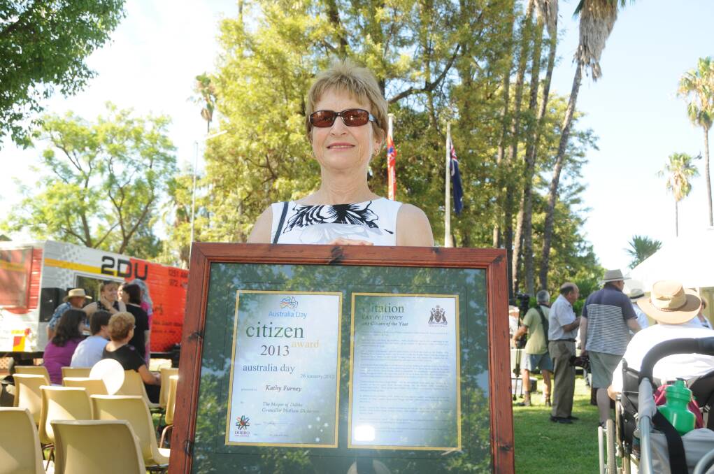 Kathy Furney with her Citizen of the Year plaque. Photo: KATHRYN O'SULLIVAN