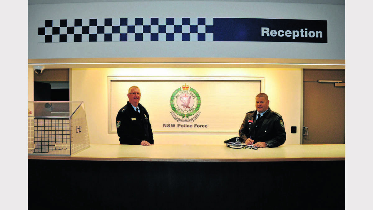 PARKES: Superintendent Chris Taylor and Inspector Dave Cooper in the public reception/foyer area of the new police station.