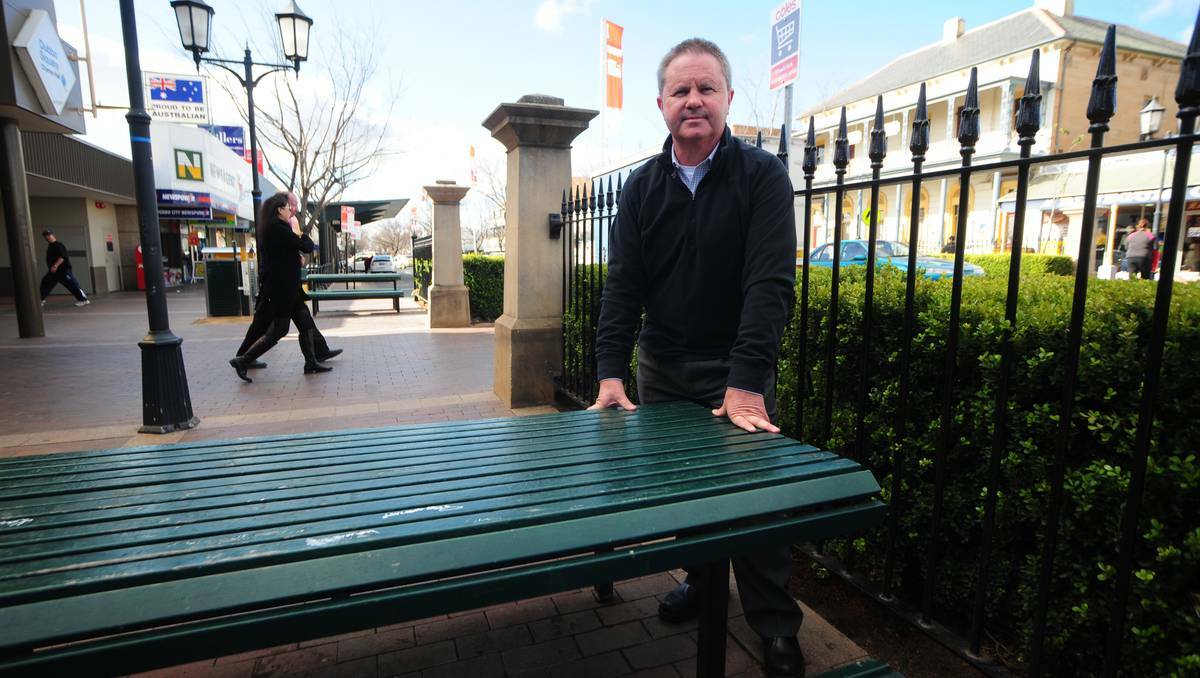 DUBBO: Dubbo City Council acting community services director John Watts with tables that would go under a recommendation to make Macquarie Street more safe. Photo: BELINDA SOOLE