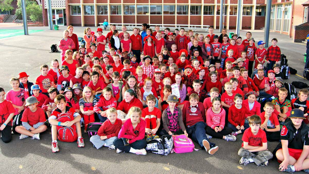 COWRA: Students wore red at Cowra Public School in support of the Red Shield Appeal.