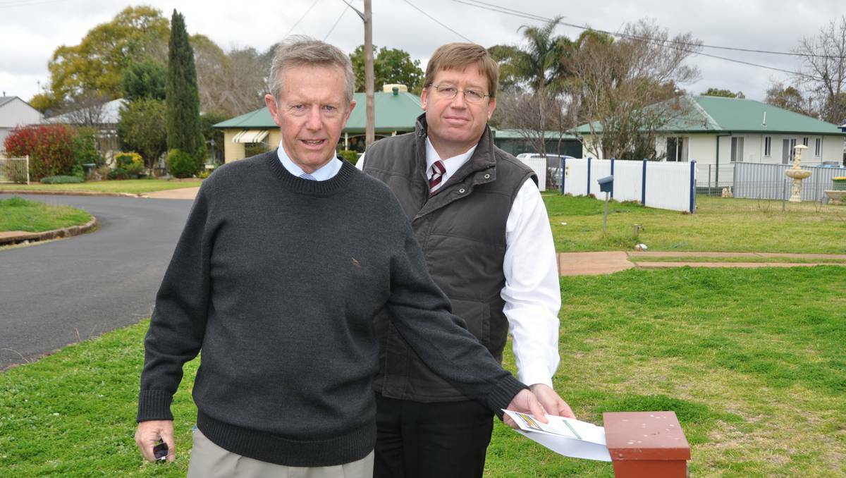DUBBO: Federal member for Parkes Mark Coulton and State member for Dubbo Troy Grant delivered mail to 190 households in West Dubbo on Thursday. Their actions were intended to demonstrate to Australia Post it was time to resume mail services to these streets.