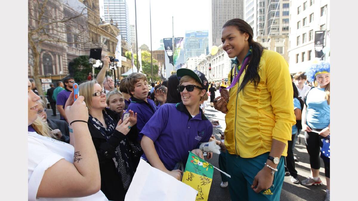 Basketballer Liz Cambage meets fans during the official welcome home of the 2012 Australian Olympic Team  20th August 2012 
