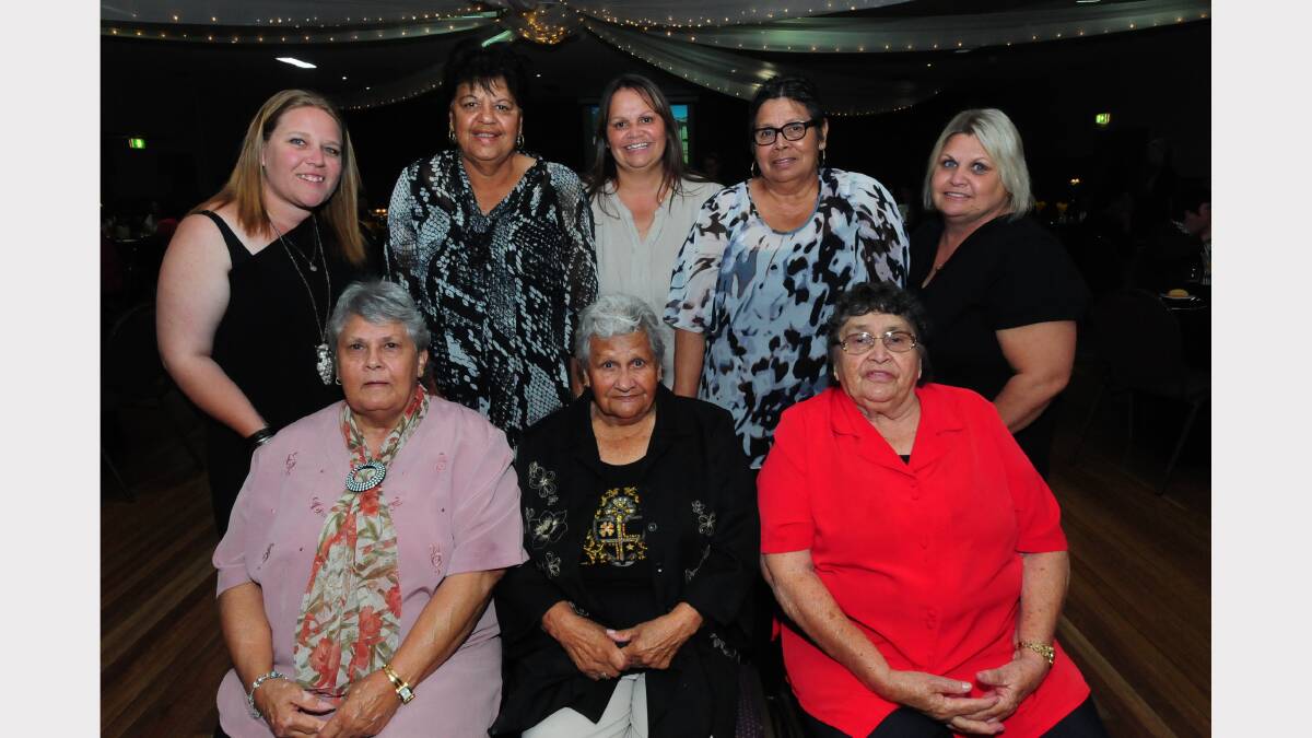 At the official dinner, back left to right, Renee Tomkinson, Dawn Johnson, Margie Williams, Sandra Ritchie and Shirley-Ann Merritt. Front left to right, Robyn Tomkinson, Eve Coe and Shirley Merritt.