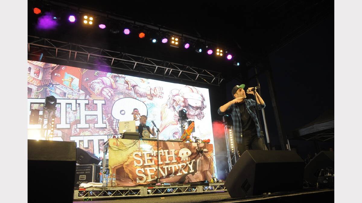 Seth Sentry live on stage at Triple J's ONE NIGHT STAND Dubbo Showground Photos Amy McIntyre and Belinda Soole