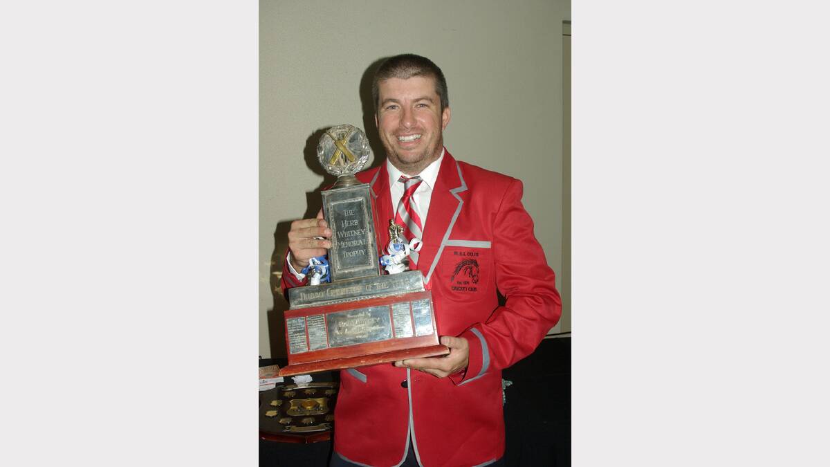 Jason Green was awarded the Herb Whitney Memorial  trophy for Cricketer of the Year. Photo: GEOFF WHEELER