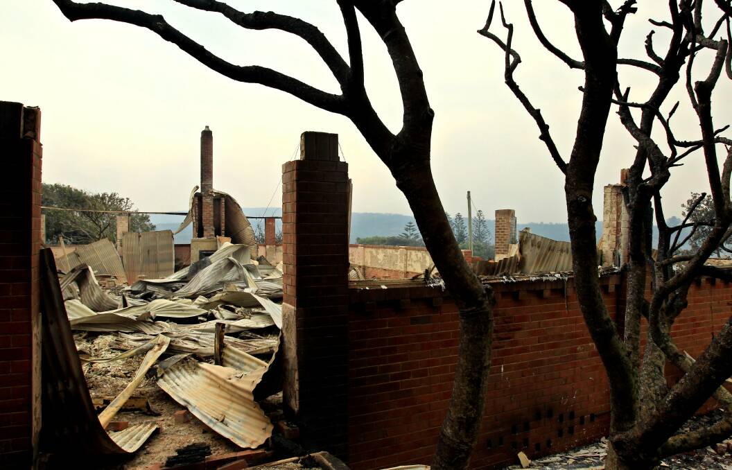 Historic Wallarah House near Catherine Bay was destroyed by the fires. 	Photo: SIMONE DE PEAK