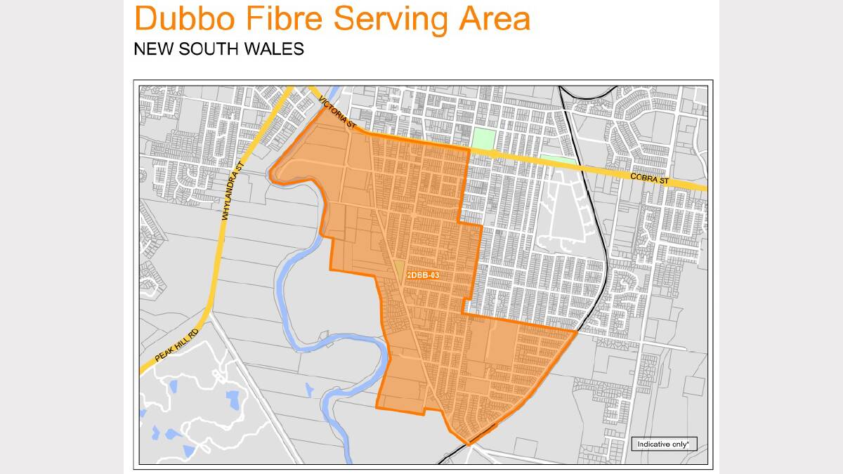 The NBN map released yesterday outlining the area where the first installation will occur.
