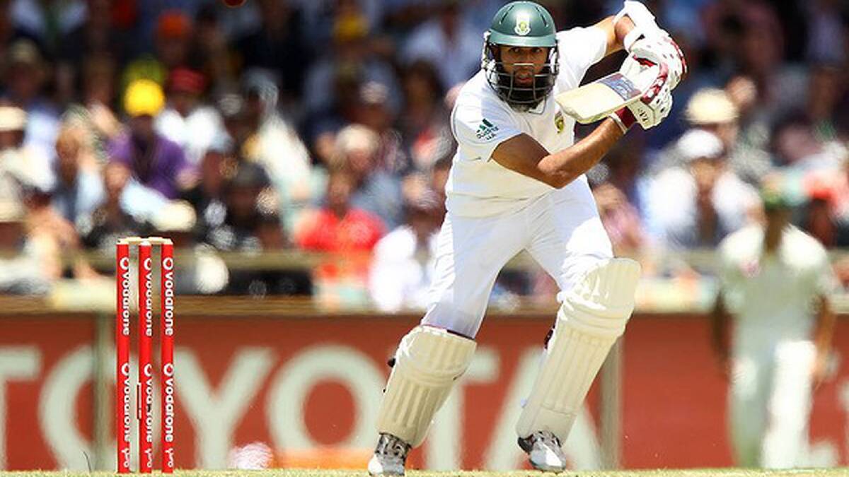 Hashim Amla of South Africa works the ball away. Photo: Getty Images