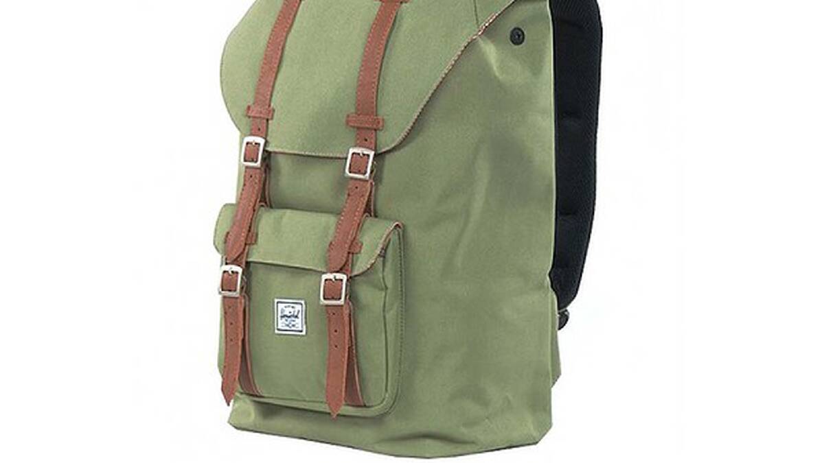 Old school look, modern attributes ... the Little America Backpack by Herschel Supply Co. features interior computer pocket fitted for a 15" MacBook Pro, exterior pocket and adjustable padded shoulder straps, $85. Available at www.flight001.com