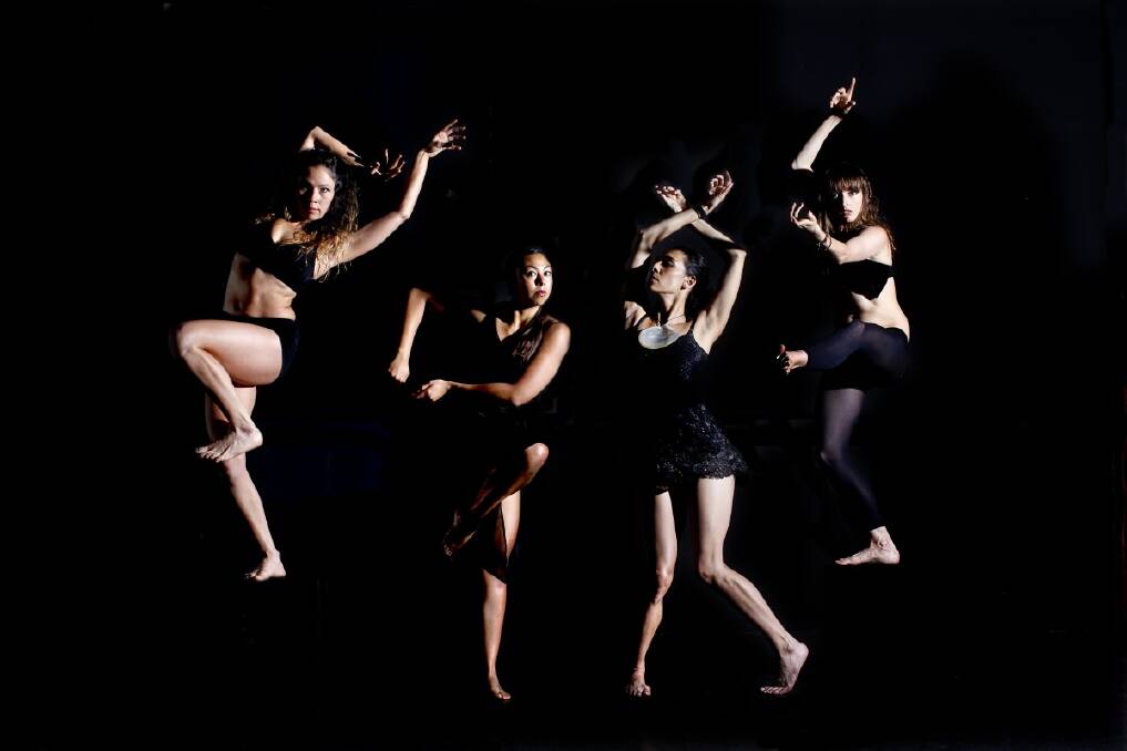 Bangarra Dance Theatre members (l to r) Tara Gower, Jasmin Sheppard, Deborah Brown, and Yolande Brown, who are in Dance Clan 3. Photo: Steven Siewert