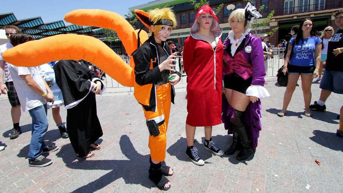 Reigan Radford as Naruto, Michelle Jones as Kavuto and Tayla Tomlinson as Alois Trancy at the Supanova Pop Culture Expo in Brisbane. Picture: Michelle Smith