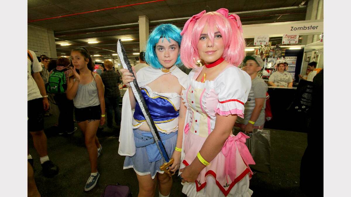 Rachel Pattel as Sayaka and Chelsea Clarke as Madoka at the Supanova Pop Culture Expo in Brisbane. Picture: Michelle Smith