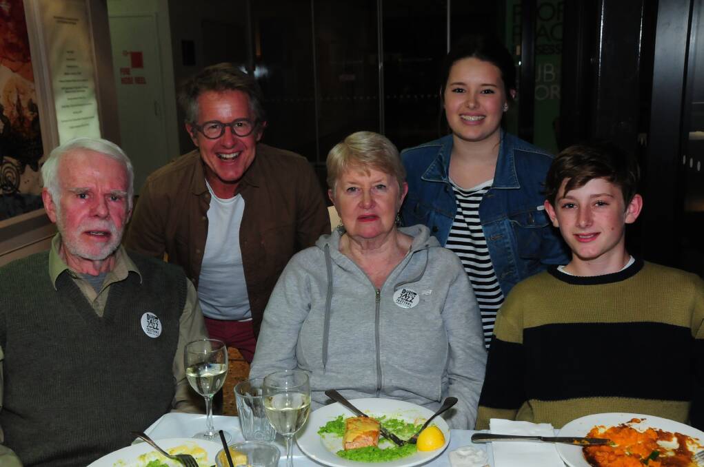 Russell, Georgie, Terry, Janet and Ben Carter at the Outlook Cafe. Photo: HOLLY GRIFFITHS