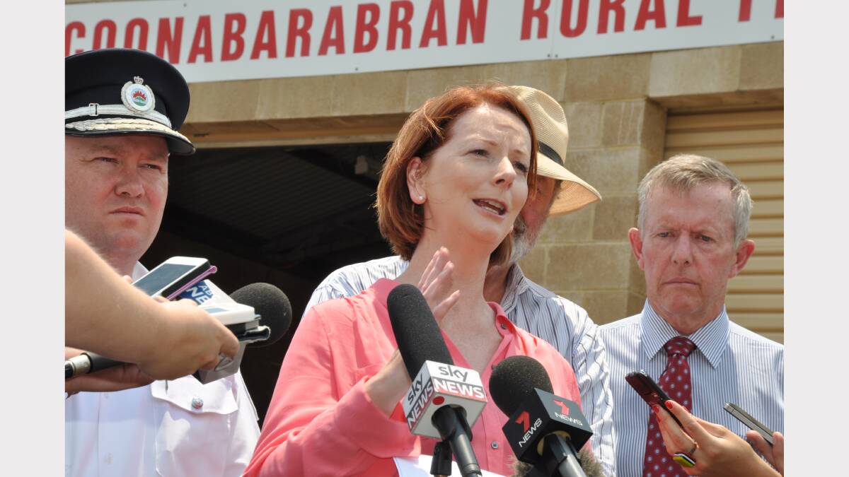 Prime Minister Julia Gillard at Coonabarabran yesterday. Photos: LISA MINNER