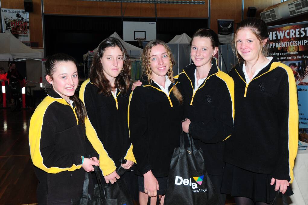 Coolah Central school students Lucy Andrews, Emma Bailey, Chloe Hungerford, Ashley Finn and Lacey Miller.