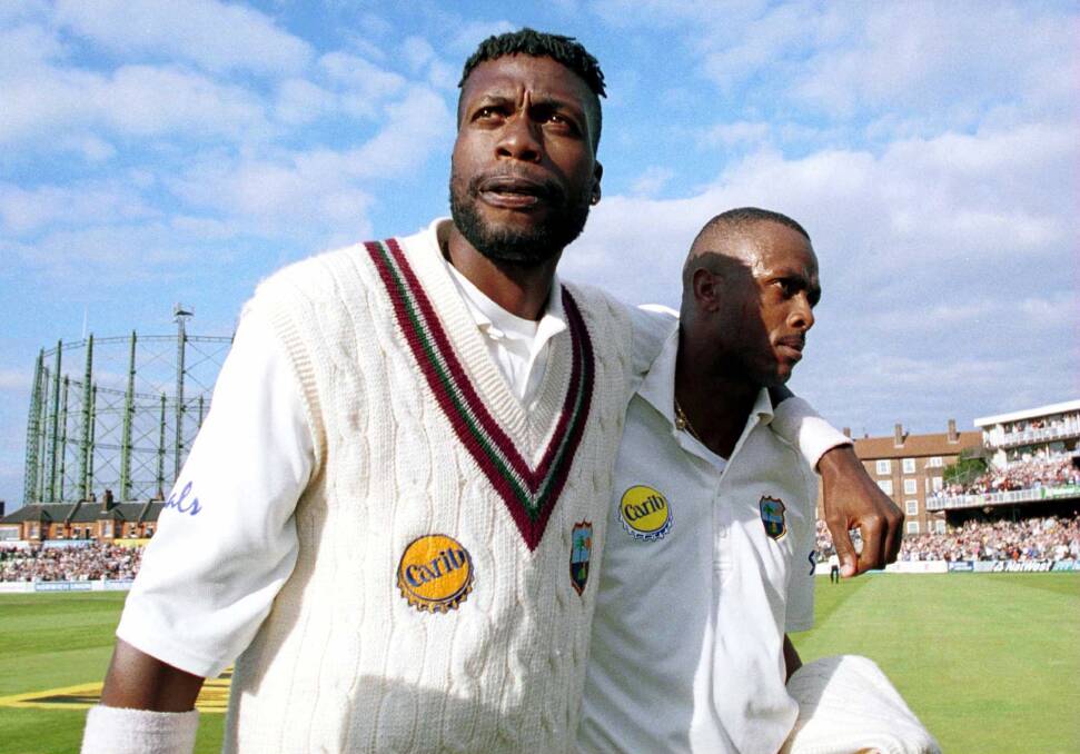 West Indian cricket legends Curtly Ambrose and Courtney Walsh.		                  Photo: GETTY IMAGES