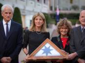 United States ambassador to Australia Caroline Kennedy alongside Coastwatcher family members, Eve Ash and Tom Burrowes, at the Australian War Memorial on Wednesday. Picture: Sitthixay Ditthavong
