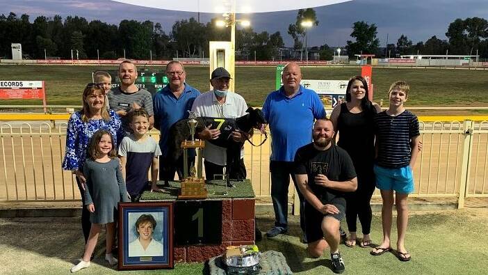 WINNERS: Daisy's Girl won the Lesley Ann Leonard Memorial on Saturday night at Dawson Park. Picture: DUBBO GREYHOUNDS FACEBOOK