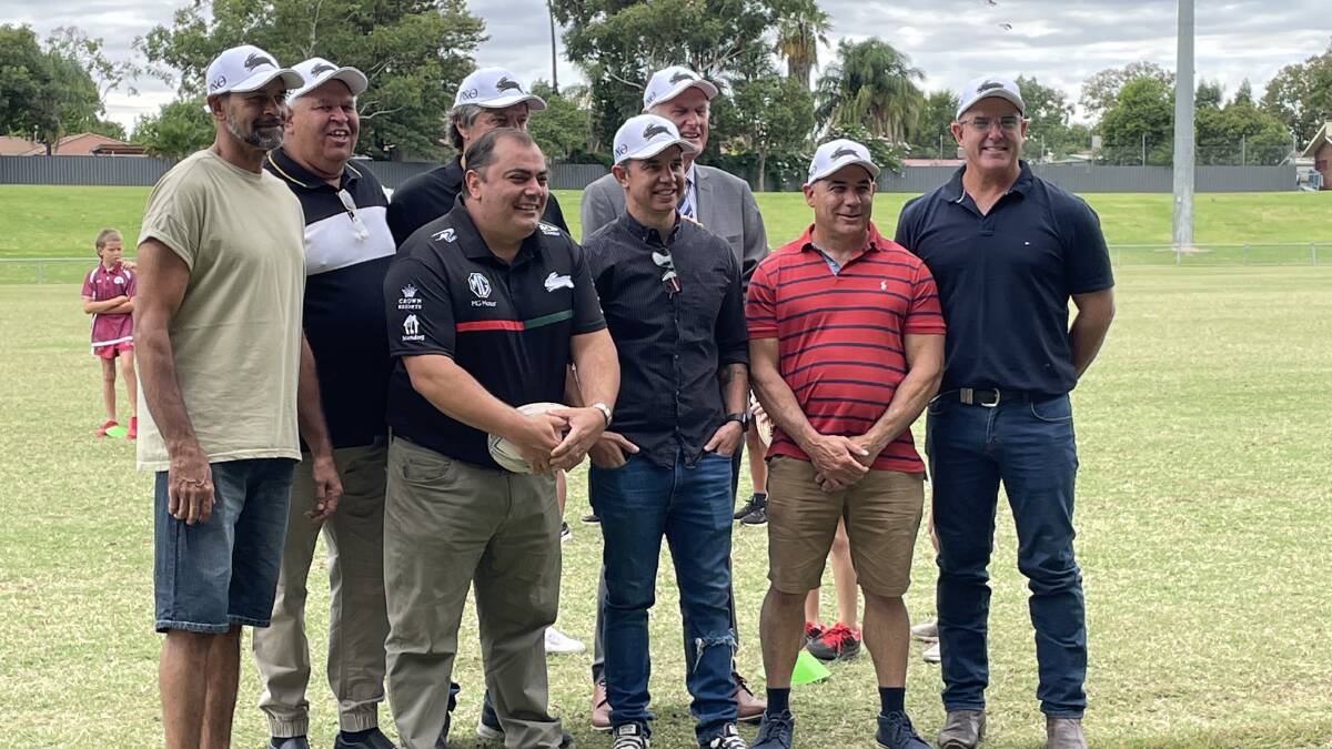 LEGENDS: The region's South Sydney Rabbitohs legends with the club's CCO Shannon Donato on Tuesday. Picture: TOM BARBER