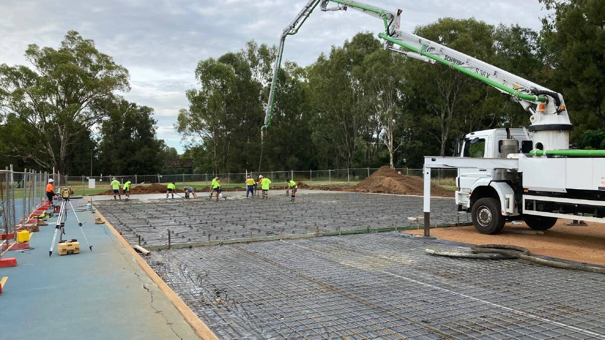 WORK: The new netball courts are under construction. Picture: CONTRIBUTED