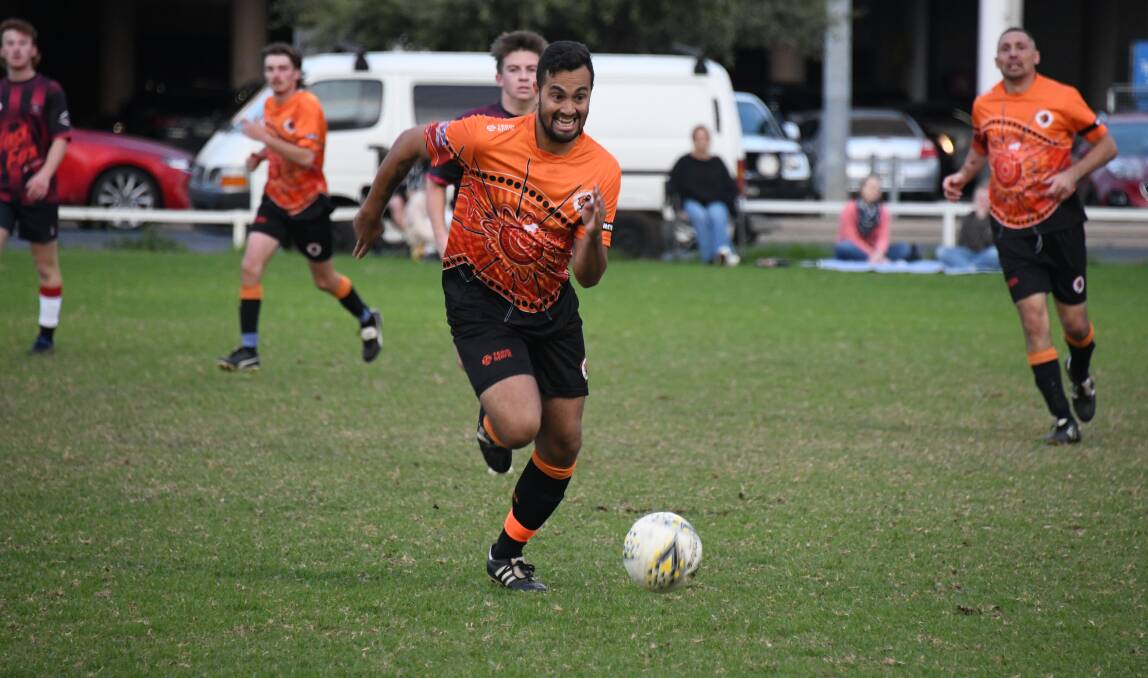 Alex Richardson-Bell scored one of five goals for Dubbo Bulls FC on the weekend. Picture: Amy McIntyre